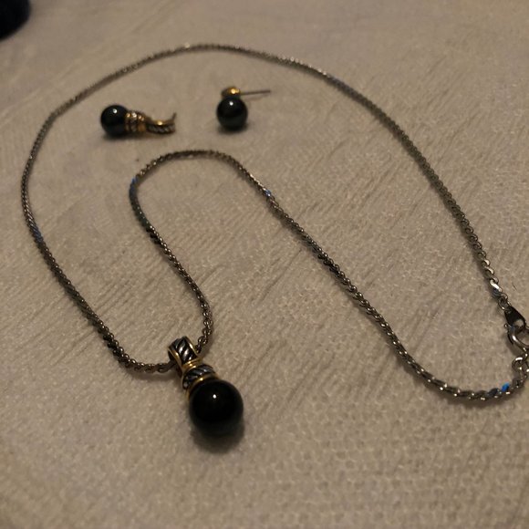 Brighton silver/gold onyx ball jewelry set - Picture 9 of 15